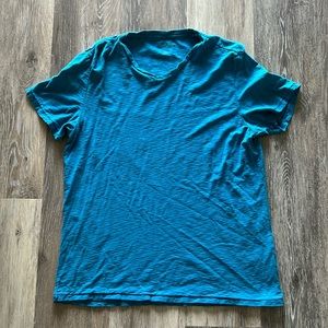 Kenneth Cole Reaction Size Large Teal Blue Short Sleeve V-Neck Shirt